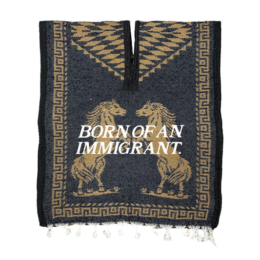 STALLION PONCHO - NAVY/BROWN
