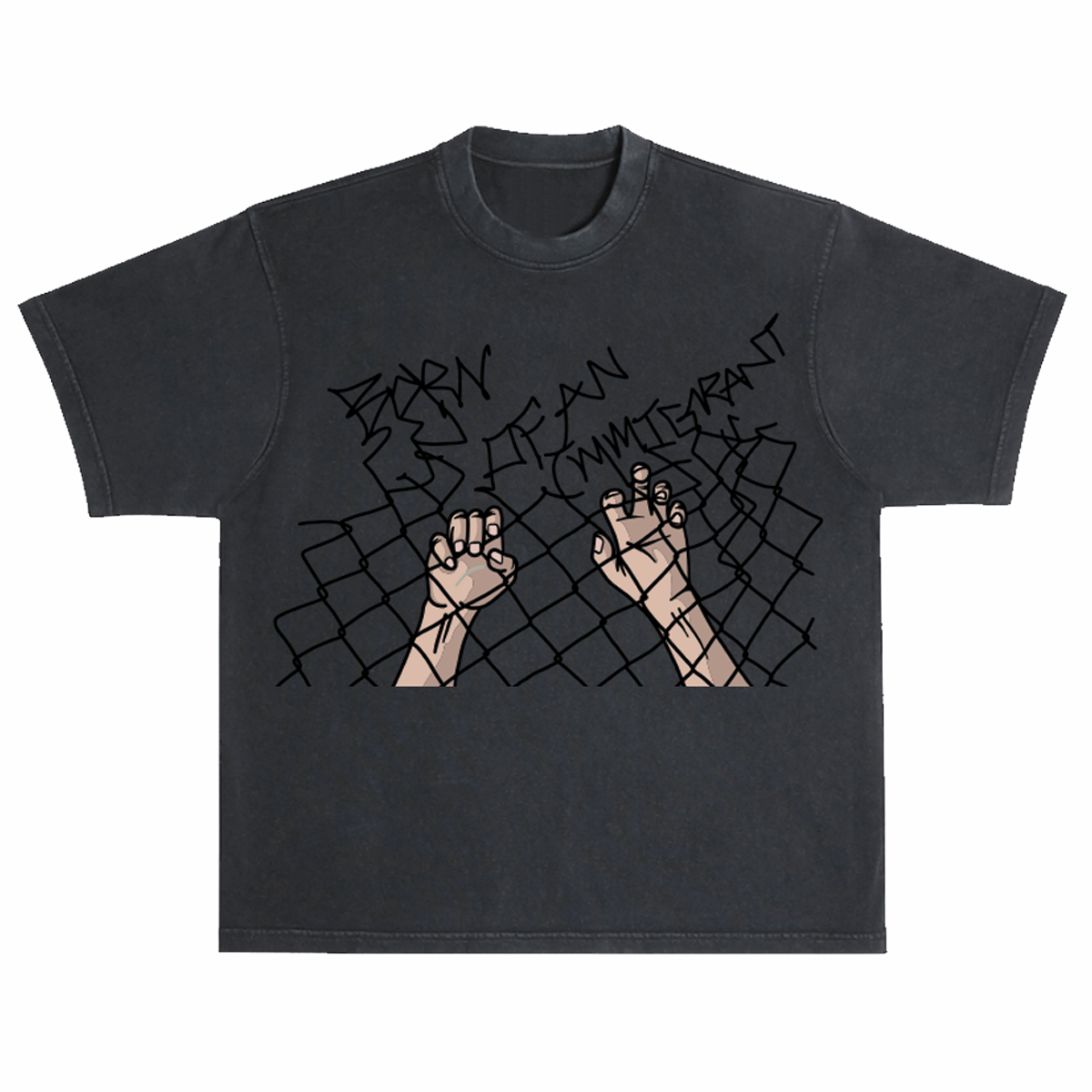 IMMIGRANT FENCE TEE - BLACK