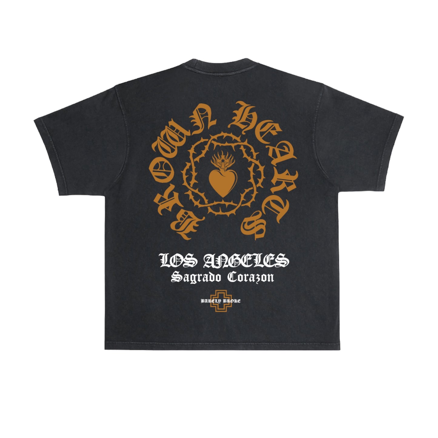 BROWN HEARTS TEE - BLACK