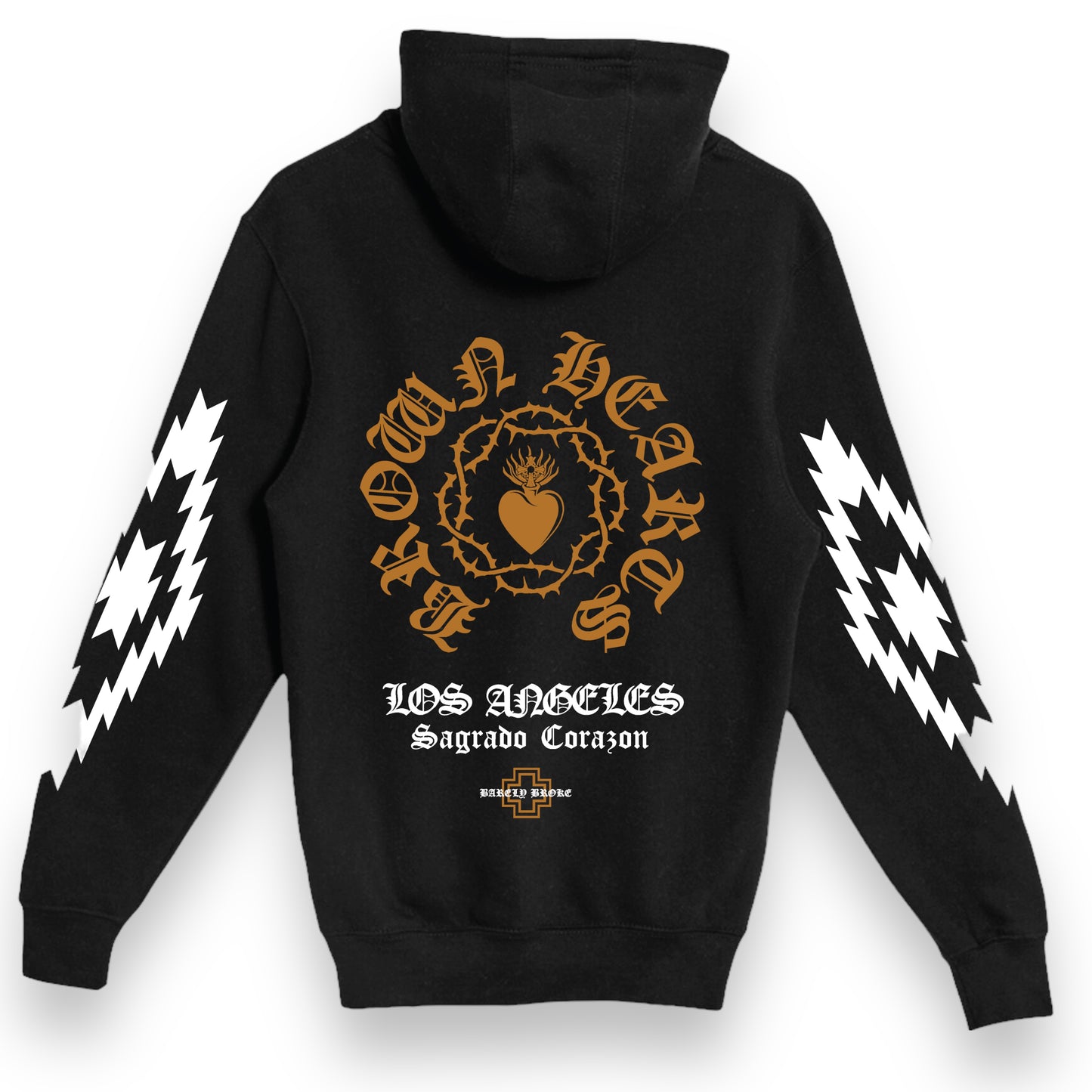 BROWN HEARTS ZIP-UP SWEATER - BLACK
