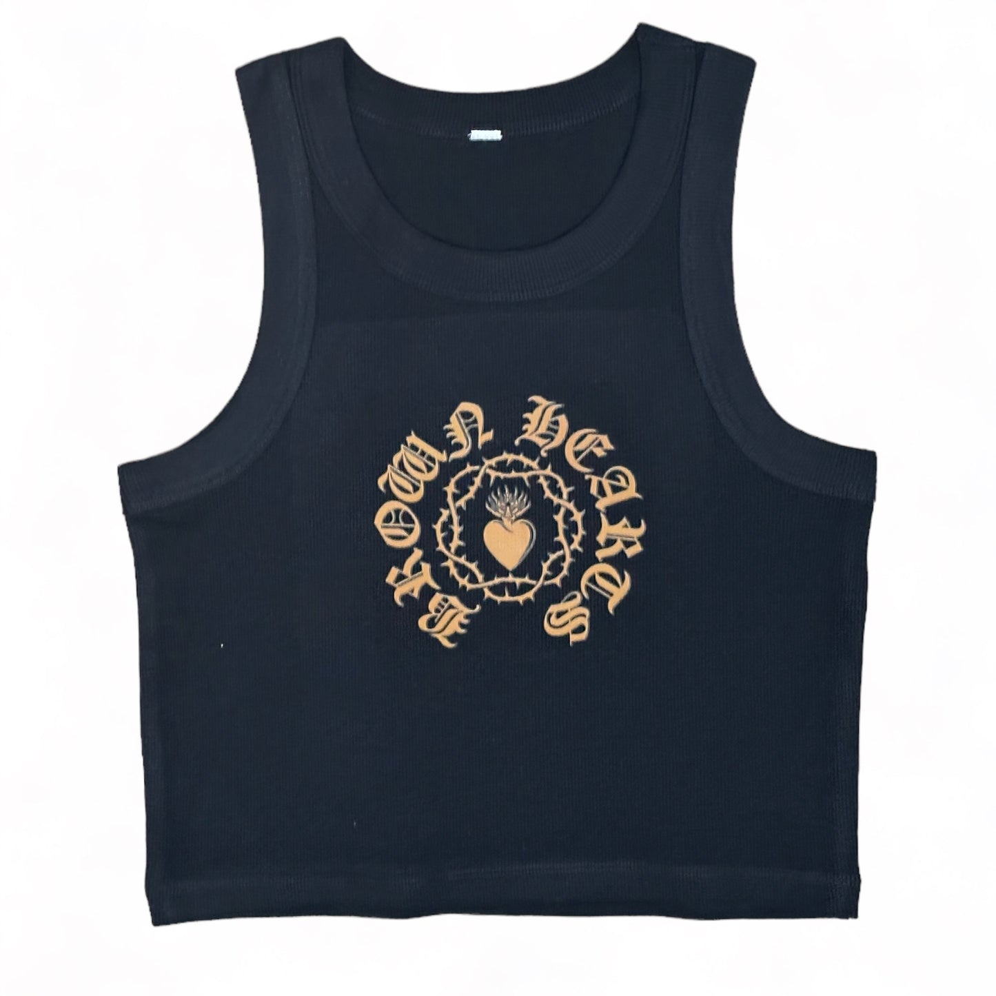 BROWN HEARTS WOMENS TANK - BLACK