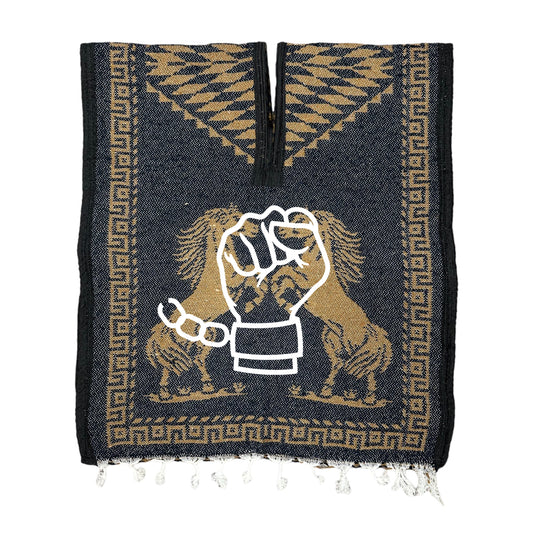 STALLION PONCHO - NAVY/BROWN