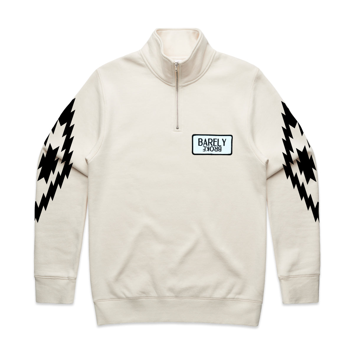 BROWN HEARTS ZIP SWEATER  - OFF WHITE