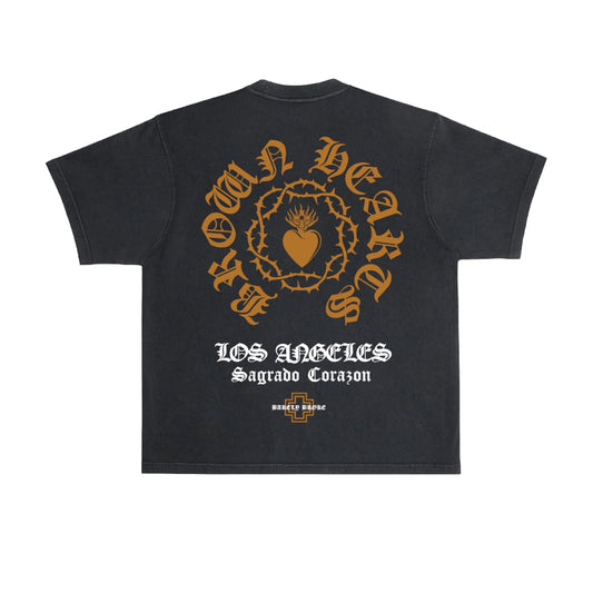 BROWN HEARTS TEE - BLACK