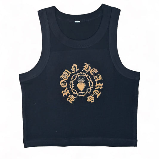 BROWN HEARTS WOMENS TANK - BLACK