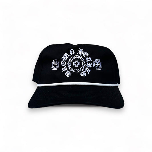 BROWN HEARTS CAP - BLACK