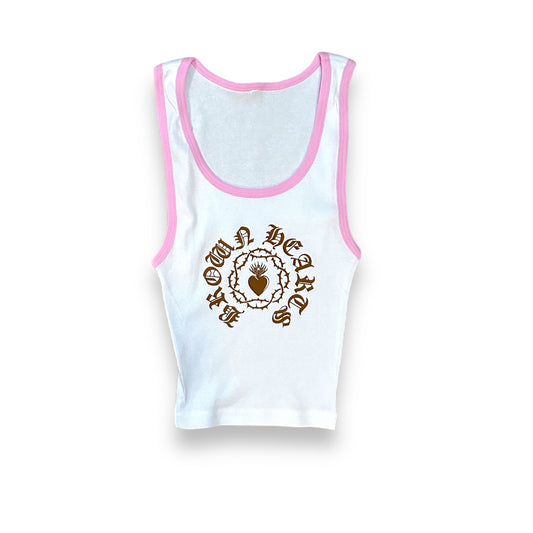BROWN HEARTS WOMENS TANK - PINK